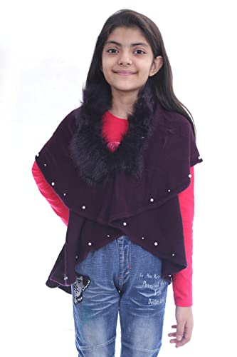 manra Kids Girls Solid Cape Coat (SC Kids Kashmiri Fur Shrug_Free Size)-picture-27