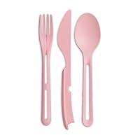 Koziol KLIKK Besteckset 3-teilig | Löffel, Gabel, Messer | für unterwegs, zusammensteckbar, leicht | biozirkulärer Kunststoff, spülmaschinengeeignet | Lunch To Go, Reise, Picknick (sweet pink) – Ansicht 2