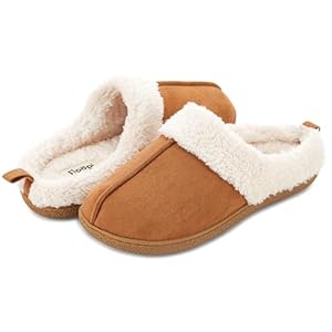 Floopi House Slippers for Women, Fur Lined Clog Womens Slippers Cozy Memory Foam with Indoor & Outdoor Anti Skid Sole