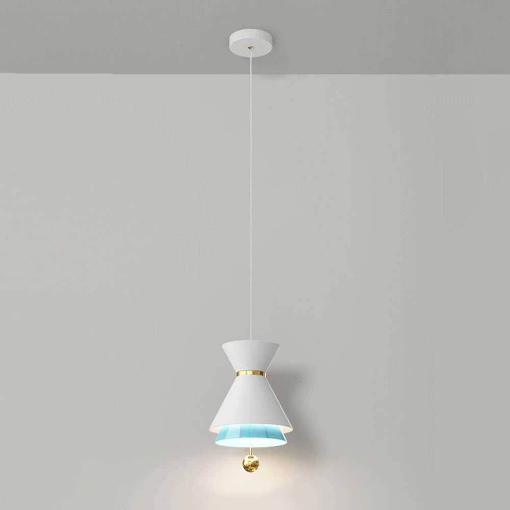 Lámpara de araña moderna con luz variable y diseño de campana azul 7