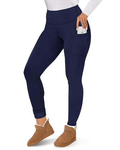 CAMPSNAIL Fleece Lined Leggings Women - Thick Soft High Waisted Black Tummy Control Thermal Warm Velvet Pants for Cold Winter