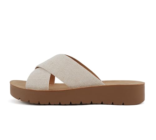 Image of Soda LUCY ~ Women Open Toe Flatform Platform Crisscross Band Upper Fashion Slide Sandals
