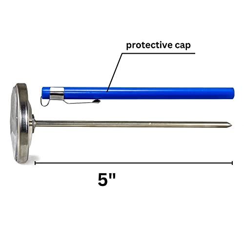 Premium Stainless Steel Soil Thermometer For Backyard Composting - 1.5 Inch Diameter 0-220 Fahrenheit Dial, 5” Inch Temperature Probe For Indoor And Outdoor Gardening #TOP3