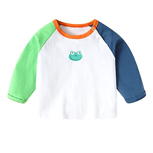 Camiseta infantil infantil de manga comprida de algodão com estampa de animais de desenho animado fo