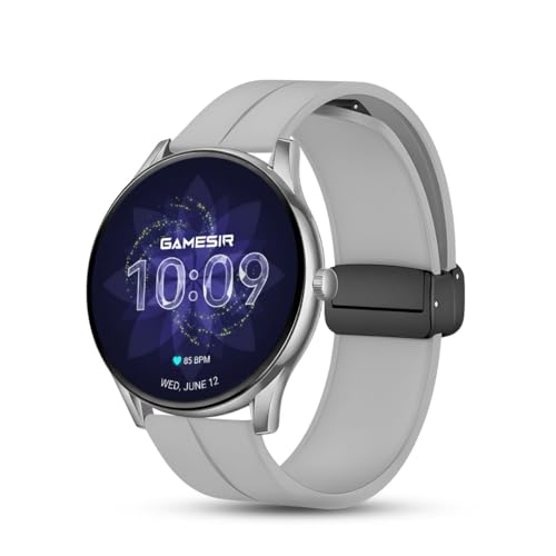Image of GameSir Glavito Round Dial Smartwatch with 1.49 inch AMOLED Display, 100+ Sports Modes, IP67, Bluetooth Calling, Functional Crown Control, Health Tracking, 100+ Watch Faces, Men & Women (Magnetic Grey)