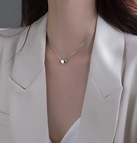 SLUYNZ Genuine 925 Sterling Silver Tiny Love Heart Pendant Necklace for Women Simple Sweet Heart Choker Necklace2