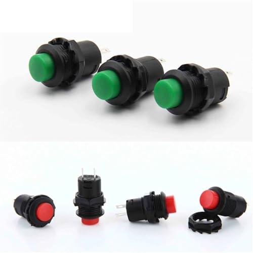 Bouton-poussoir 12mm vert autobloquant pour circuits électroniques