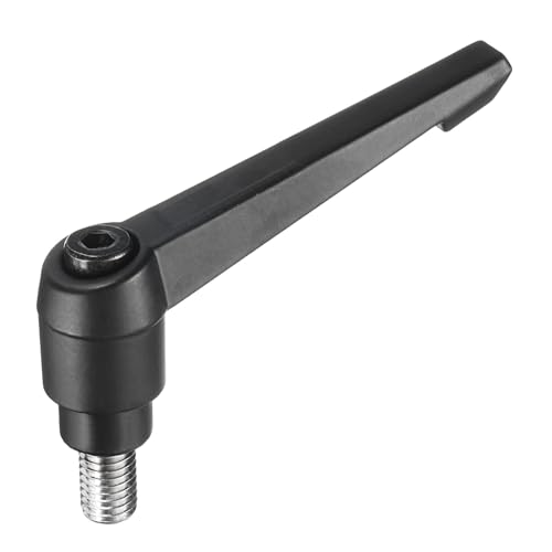 Image of uxcell Adjustable Clamping Lever Handle M10 x 15mm Metric 304 Stainless Steel Male Threaded Stud Hand Knobs Push Button Ratchet Rotating Screw Handles Bolts with Locking Lever Black