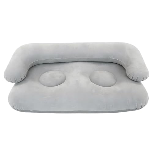 Sofa gonflable double avec accoudoirs et surface floquée pliable pour voyage - 6