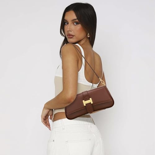 Image of KKXIU Shoulder Bag for Women Small Hobo Handbag Mini Retro Clutch Purses | Trendy Classic Underarm Crossbody Bag with Zipper Closure, Vegan Leather, Removable Strap