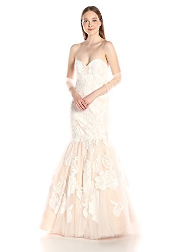 Jovani Women's Ivory Mermaid Strapless Lace Dress, 6