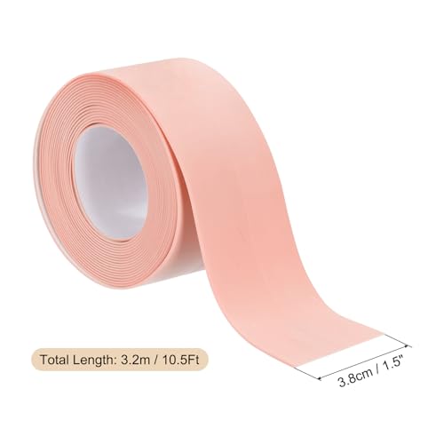 Image of uxcell 2 Rolls Caulk Tape, Caulking Strip Tape, 1.5 inch x 10.5Ft PVC Waterproof Self-Adhesive Sealing Tape for Kitchen Bathroom Toilet Sink Floor Corner Edge with Sealing Tool, Pink