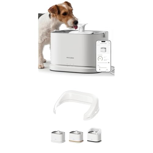 Image of Bundle of PETLIBRO Dog Water Fountain Stainless Steel Tray with PETLIBRO Splash Shield, Fountain for Dogs Inside with App Monitoring, 3L Dog Fountain Water Bowl, Automatic Water Dispenser for Dogs