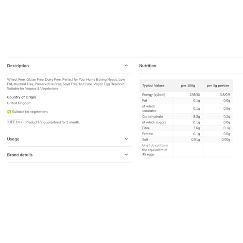 Egg Replacer Gluten Free and Vegan Bundle Containing 2 Tubs of Free 'n' Easy 135g Egg Replacer For Desserts, Cakes, Pancakes, Meringues