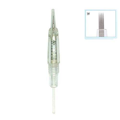 Pinkiou 7F Permanenet Makeup Cartridges Disposable Eyebrow Tattoo Pigment Cartridges with Stainless Steel Needles for Microblading Pen Machine Pen (Pack of 10)