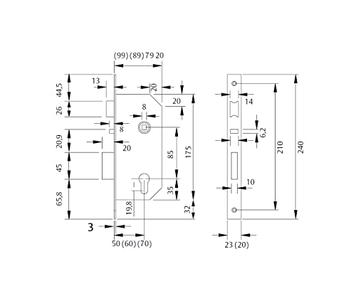 tesa 2039 F – Schloss antipanico 2039 Reihen 50 mm schwarz