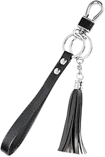Teskyer Wristlet Strap for Key, Hand Wrist Lanyard Key Chain Holder with Tassel and Flat Alloy Key Rings