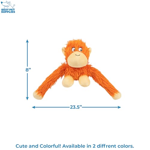 Image of Best Pet Supplies Interactive Squeaky Dog Chew Toy, Ideal Dog Toys for Chewers, Small, Medium & Large Dogs, and Fetch Lovers - O-Hug-Atan (Orange), Large