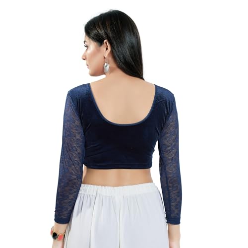 Image of Vamas Women's Velvet Non-Padded Stretchable Long Sleeve Saree Blouse (A-46)