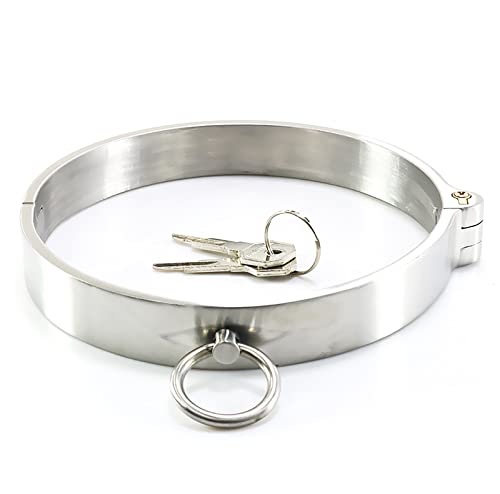 ZWFUN Halsreif Halsband SM Bondage Spielzeug Halsbänder damen silber Necklace Choker für Paare（Schloss Ø Schlüssel） (L:13.8cm)