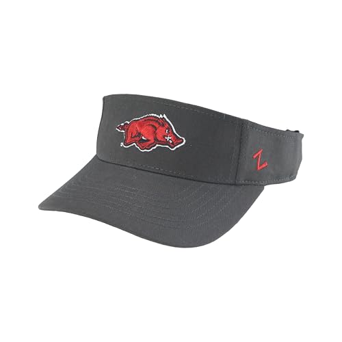 ZHATS Arkansas Razorbacks Charcoal Gray Hog Visor Drill Velcro Visor Hat - NCAA Men's Adjustable Golf Cap