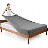 AZRA ボックスシーツ シングル ベッドシーツ 吸水速乾 ピーチスキン加工 素肌にやさしい ベッド/マットレス/敷き布団対応 マットレスシーツ ベッドカバー オールシーズン 抗菌防臭 100X200cm グレー