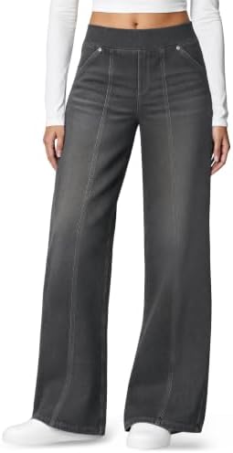DLOODA Women's High Waisted Stretchy Jeans, Wide Leg Straight Leg...