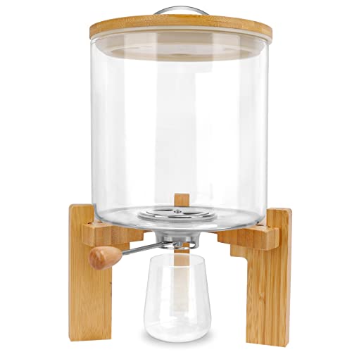 Müslibehälter zur Aufbewahrung von Lebensmitteln, Reisspender Glas mit luftdichten Bambusdeckeln und Holzständer, luftdicht und staubdicht Lebensmittelspender Für Küchenorganisation und Speisekammer Cover
