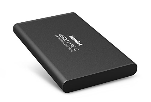 Caja Hamlet HXD25TCU31 para disco duro de 2.5 pulgadas con conexión rápida USB Tipo C en color negro