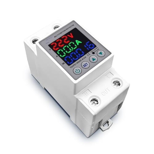 Relé protector de sobretensión con corte automático ajustable de 63A para riel DIN 3