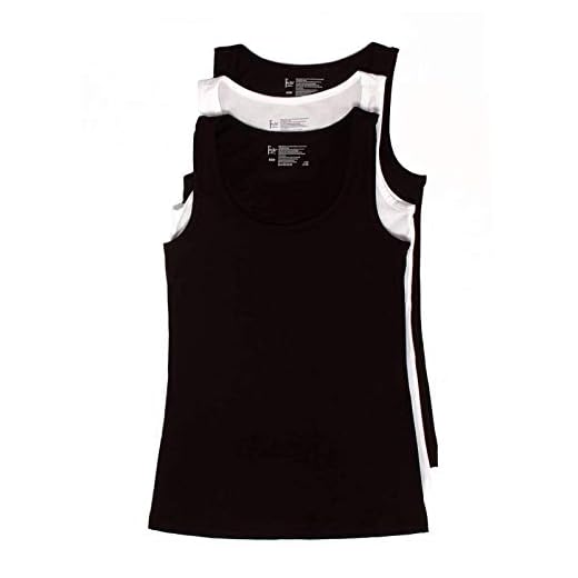 Felina Stretch Layering Women’s Tank Top - Seamless Cotton Tank Top for Women, Workout Top (3-Pack) (Black White, Large)