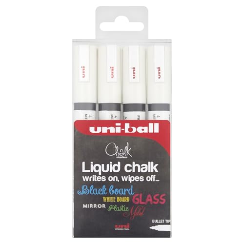 uni-ball Liquid Chalk Marker Broad Tip 8 mm White (4-Pack)