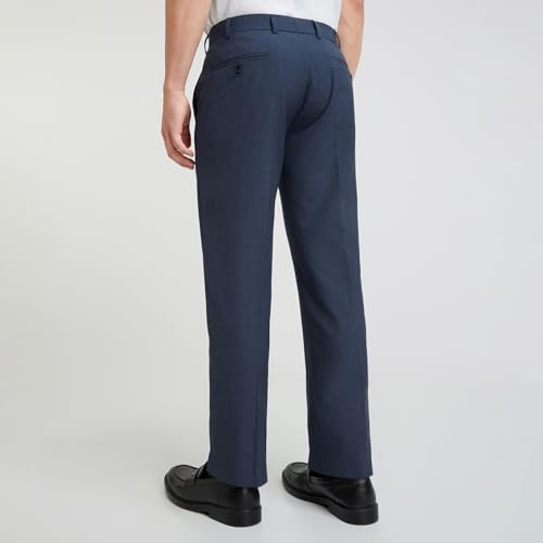 Image of Park Avenue Men's Regular Fit Mid Rise Solid Pattern Poly Viscose Blend Flat Front Formal Trouser