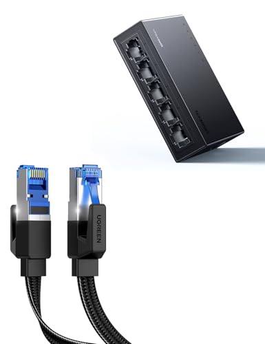 Cable Ethernet UGREEN Cat 8 3FT con Switch Gigabit 5 Puertos miniatura 1
