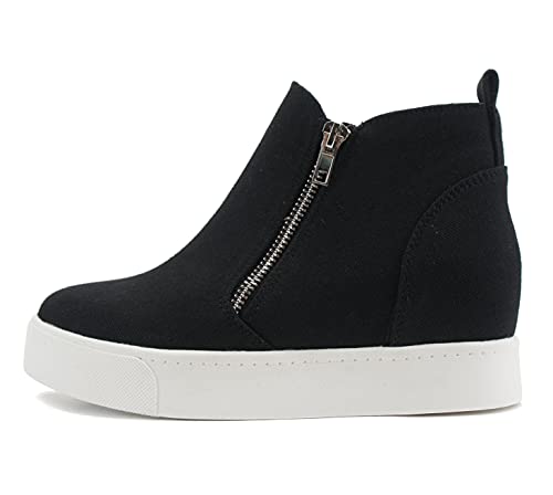 Image of Soda Taylor Hidden Wedge Sole Booties Ankle Heels Sneaker Shoes Side Zipper