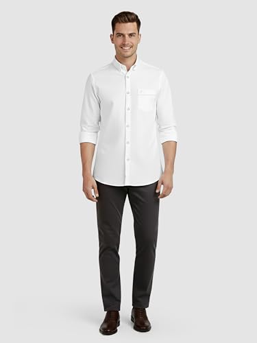 Image of Beyoung Oxford Cotton Shirt for Men | Premium Oxford Fabric | Regular Fit | Button-Down Collar