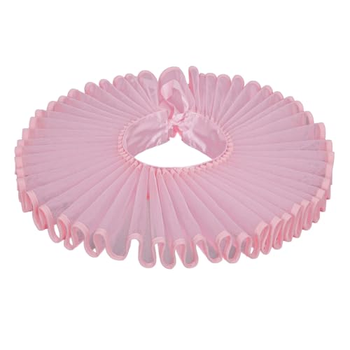 Renaissance Victorian Ruff Collar Neck Ruffle Collar Clown Collars (Pink, one Size)