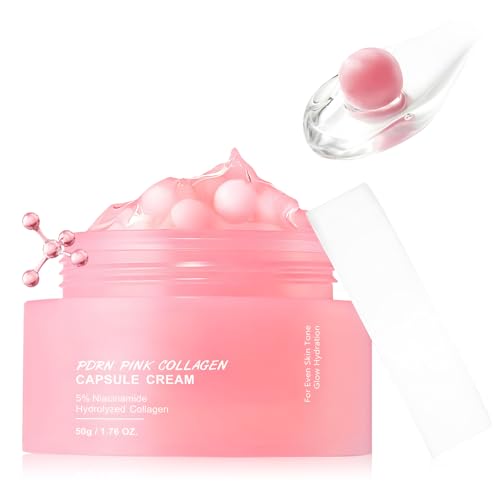 Crema Cápsula Rosa, Crema de Cápsulas Polipéptidos, Crema de Colageno en Gelatina, Hidrata y Restaura la Barrera de la Piel, Crema Hidratante-50G