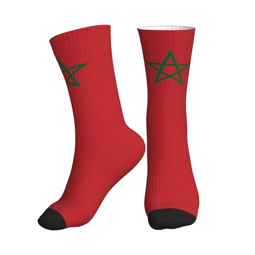 Chaussettes 40cm Drapeau Du Maroc Chaussettes En Tricot Imprimées Chaussette Hiver Respirant Fantaisie Chaussettes Pour Festival, Fête Des Pères, Fête Des Mères