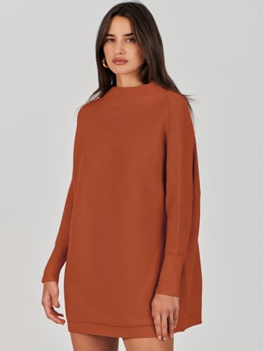 Anrabess Women Oversized Casual Loose Turtleneck Long Sleeve Slouchy Baggy Knit Tunic Sweaters Pullover 2024 Fall Outfits Rust X-Large thumb #8