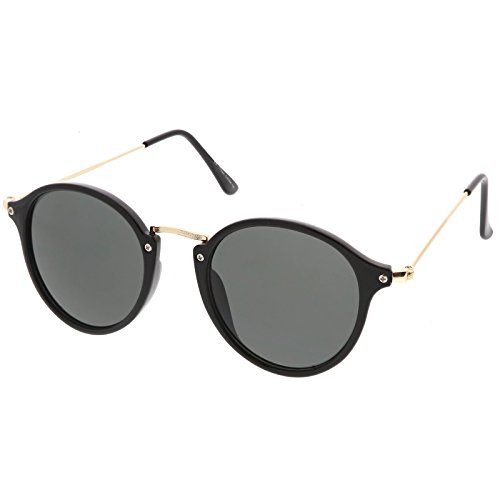 zeroUV Iconic Classic Dapper Thin Metal Temple Tinted Lens Round Sunglasses 49mm2