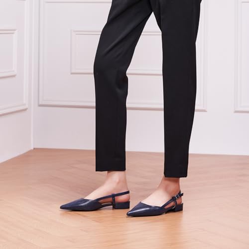 Image of C.Paravano Slingback Flats | Pointed Toe Flats | Slingback Sandals | Women's Slingback Dress Shoes | Adjustable Buckle Sandals