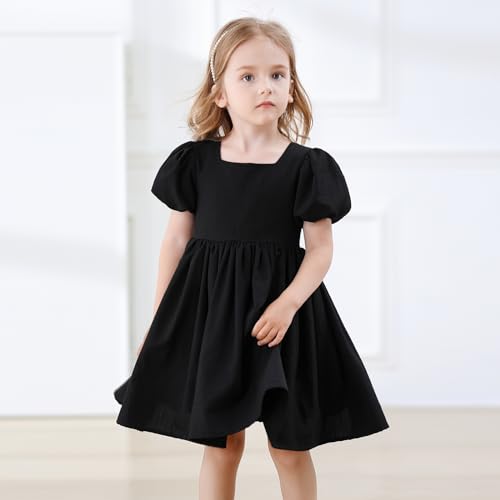 Tutu.kk Toddler Girls Casual Dress Puff Sleeve A-Line Swing Flared Party Birthday Formal Dresses 2-8 Years2