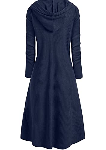 Women Sweater Dress Hooded Costume High Low Drop Shoulder Longline Gothic Pullover Outfit2