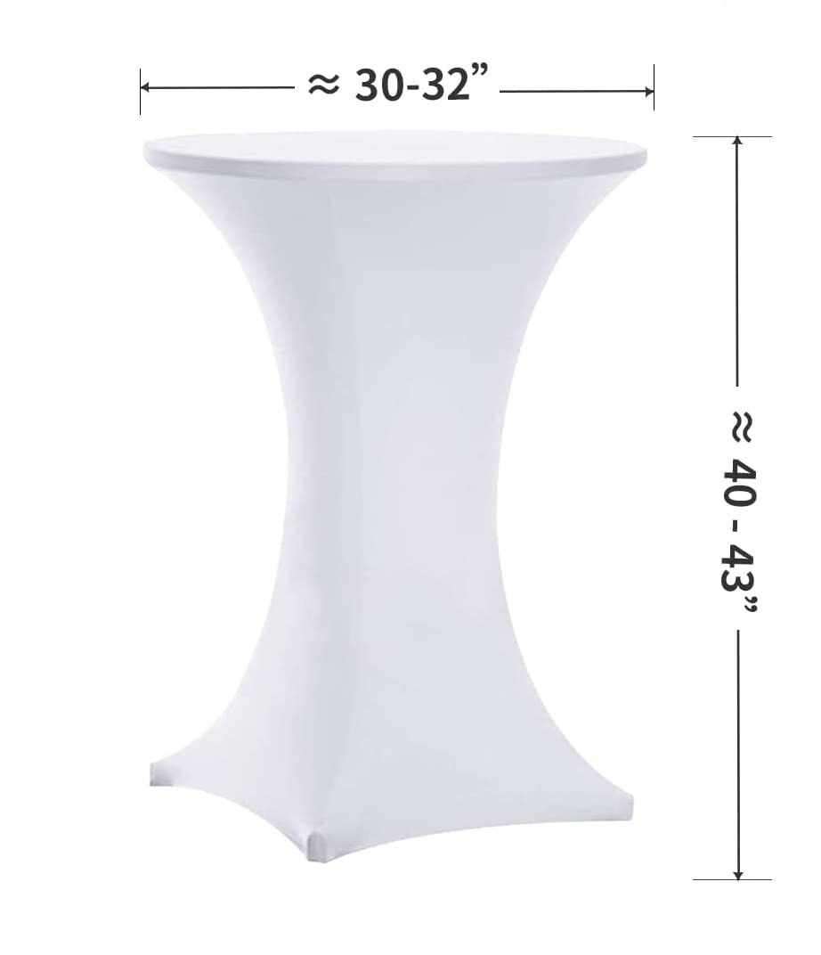 HGHDBT Juego de 4 manteles de cóctel blancos de 81 x 109 cm, elásticos, de elastano, ajustables, de parte superior alta, redondos, para fiestas, bodas, bares, banquetes