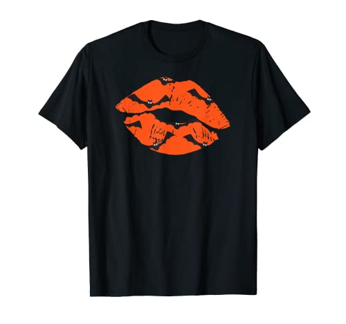 Halloween Sexy Kiss Lips Bats Traje Camiseta Mujer Camiseta