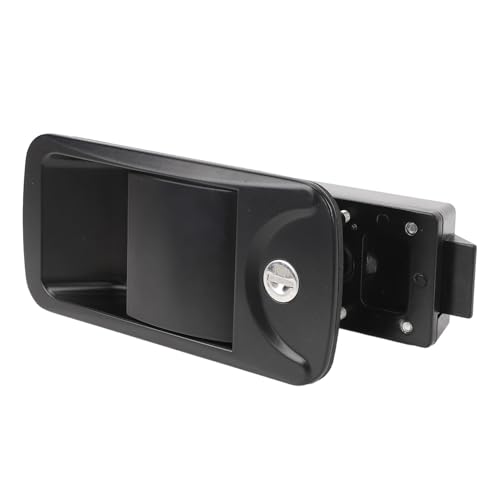 RV Door Lock Latch, Black Zinc Alloy, Anti Theft Key Lock for Travel Trailer Horse Cargo Hauler with Lift Handle, Ergonomic Design, 2 Keys, Fits RVs, Yachts