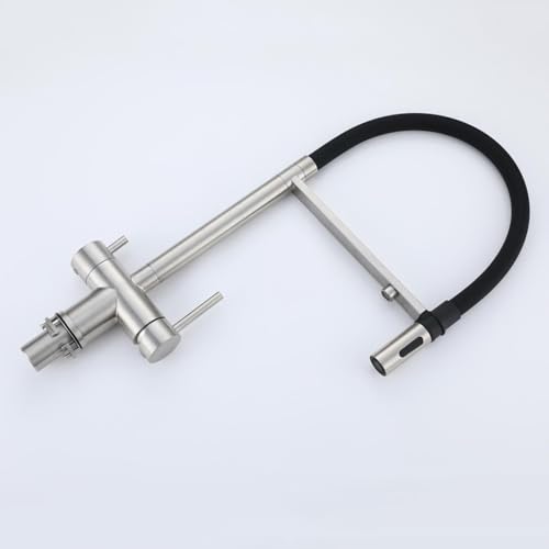 Robinet de cuisine avec filtre à eau douchette extractible inox durable