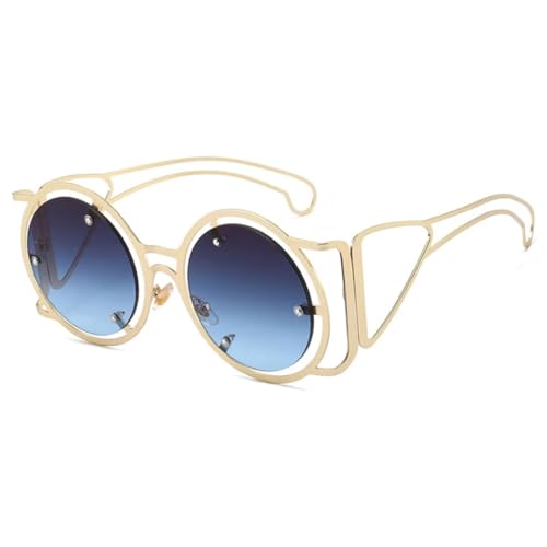 Lunettes de soleil rondes Steampunk avec monture métallique haute résistance UV400