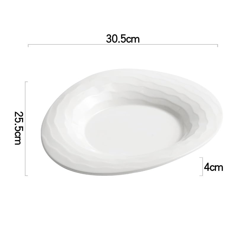 Talerz obiadowy biały ceramiczny talerz obiadowy o specjalnym kształcie, danie hotelowe, do domu, kuchni zachodniej, makaronu, deseru, kreatywnego ciasta nieregularnego, Honpei Talerze do sałatek (12